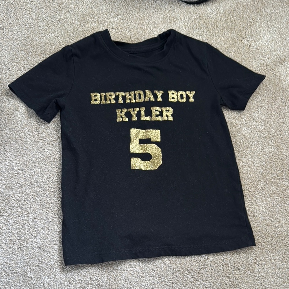 Black Birthday Boy T-Shirt with Gold Print